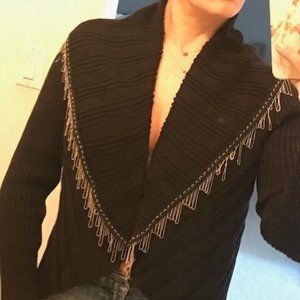 Black cardigan with chain details